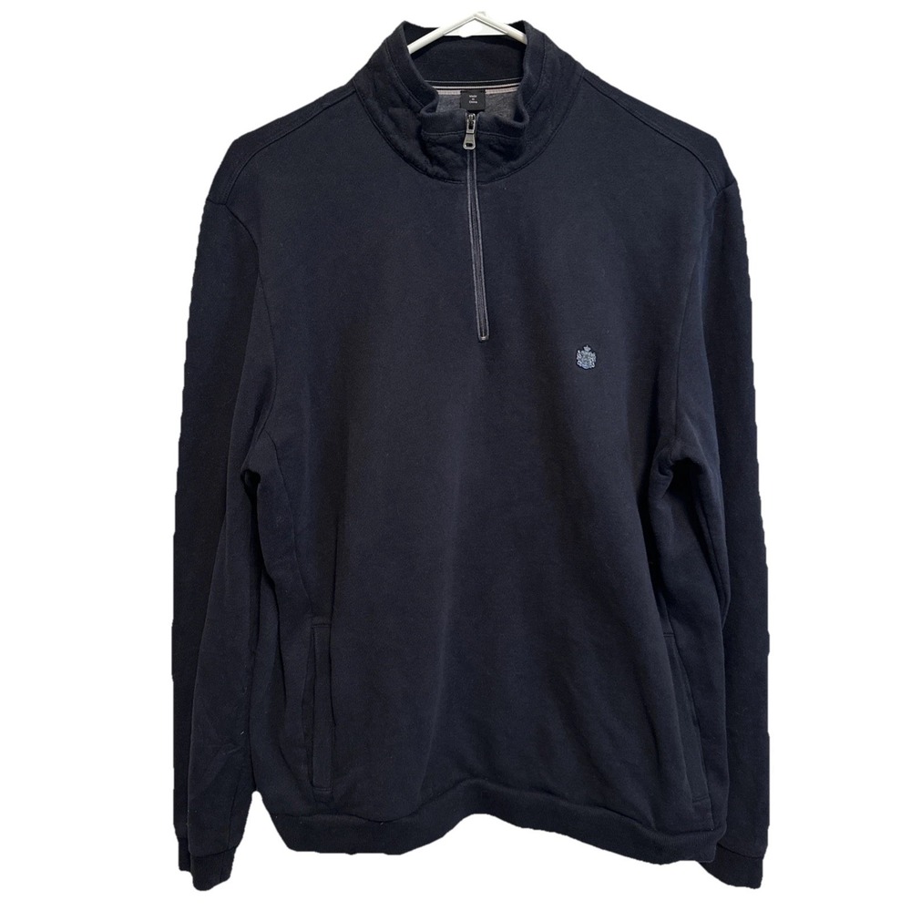 Hugo Boss Men's Black 1/4 Zip Size L Cotton Blend Long Sleeve Pullover Sweater
